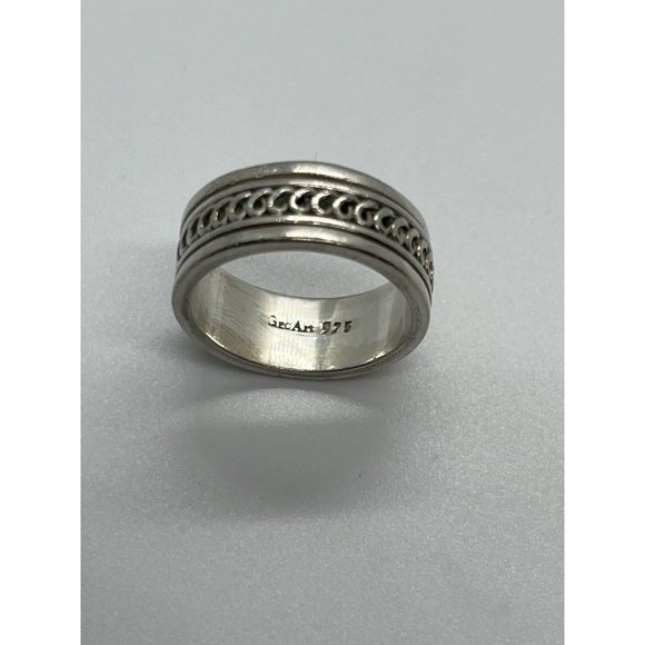 925 STERLING SILVER RING & SPINNER GEO ART   SIZE 7 - Picture 2 of 2